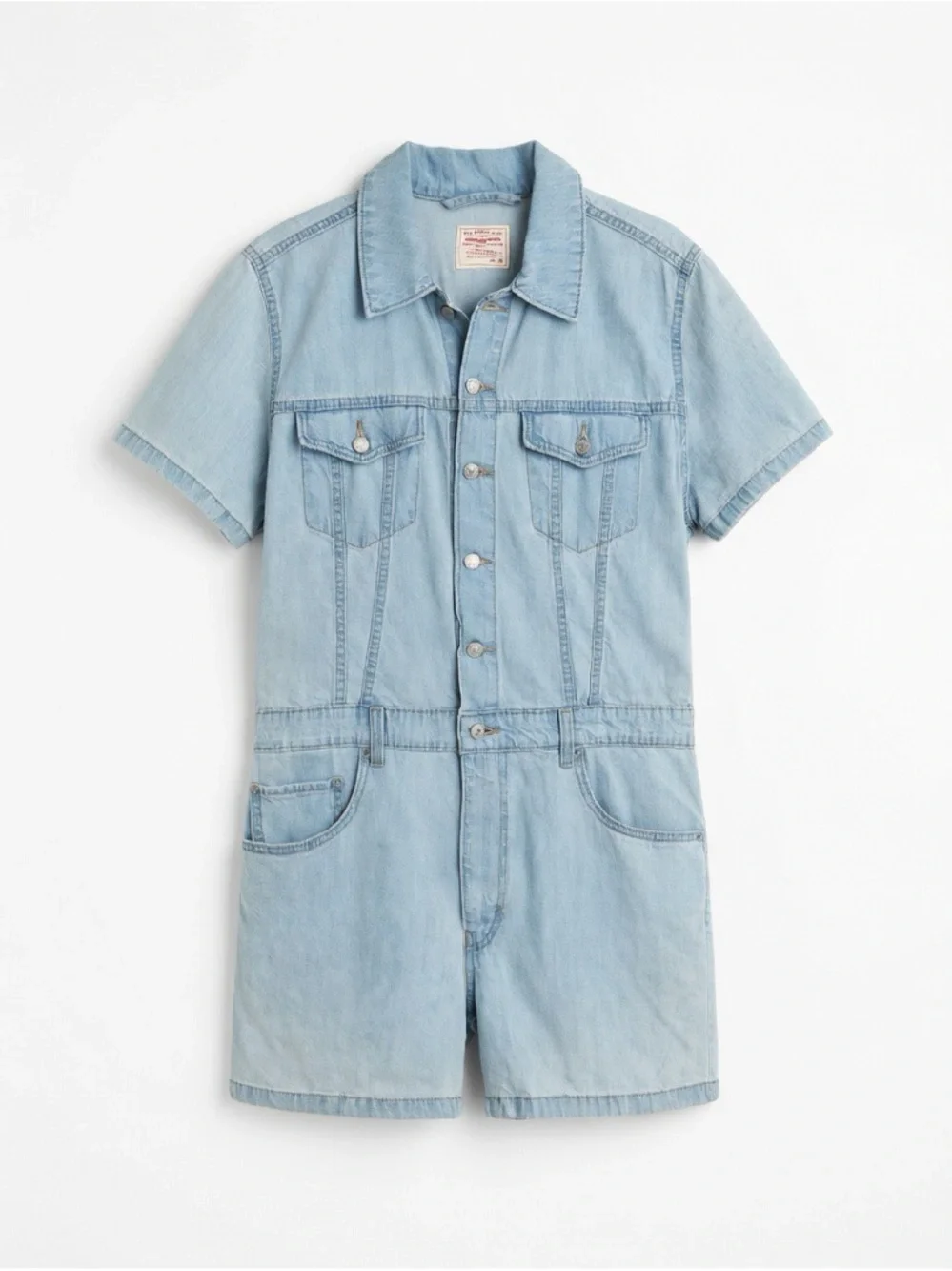 Levi's Light Blue Denim Short-Sleeve Romper - Picture 1 of 5